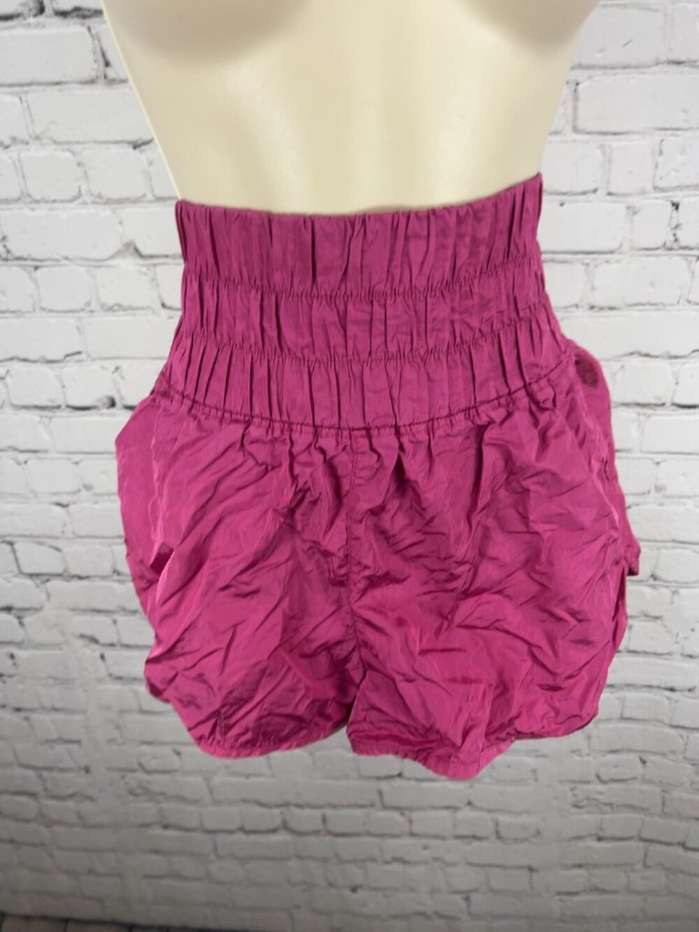 FP Movement The Way Home Magenta Smocked High Rise Running Shorts XL